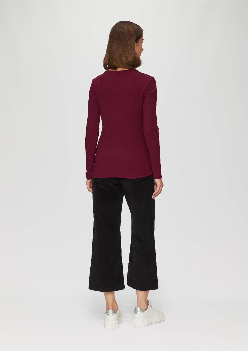 S.Oliver Stretchiges Longsleeve mit Henleyausschnitt Saisonale Angebote