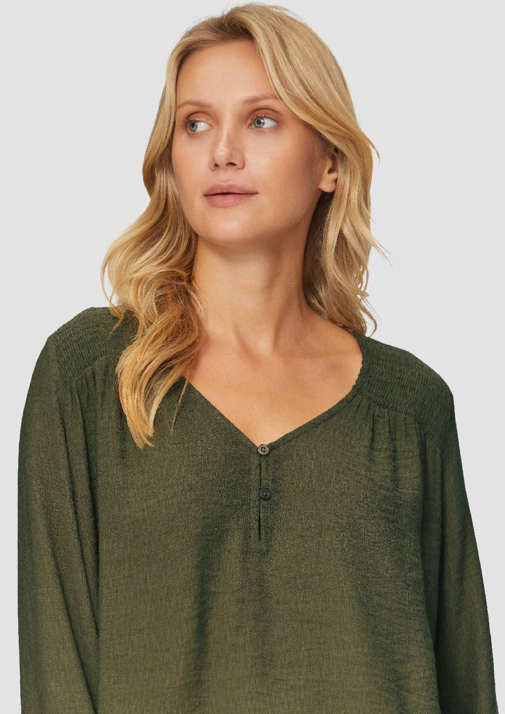 S.Oliver Strukturierte Bluse aus Viskosemix mit Smok Details Letzte 3 Tage