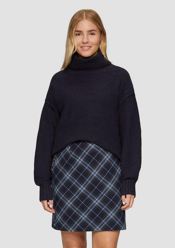 S.Oliver Weicher Rollkragenpullover aus Baumwoll-Bouclé Großer Ausverkauf
