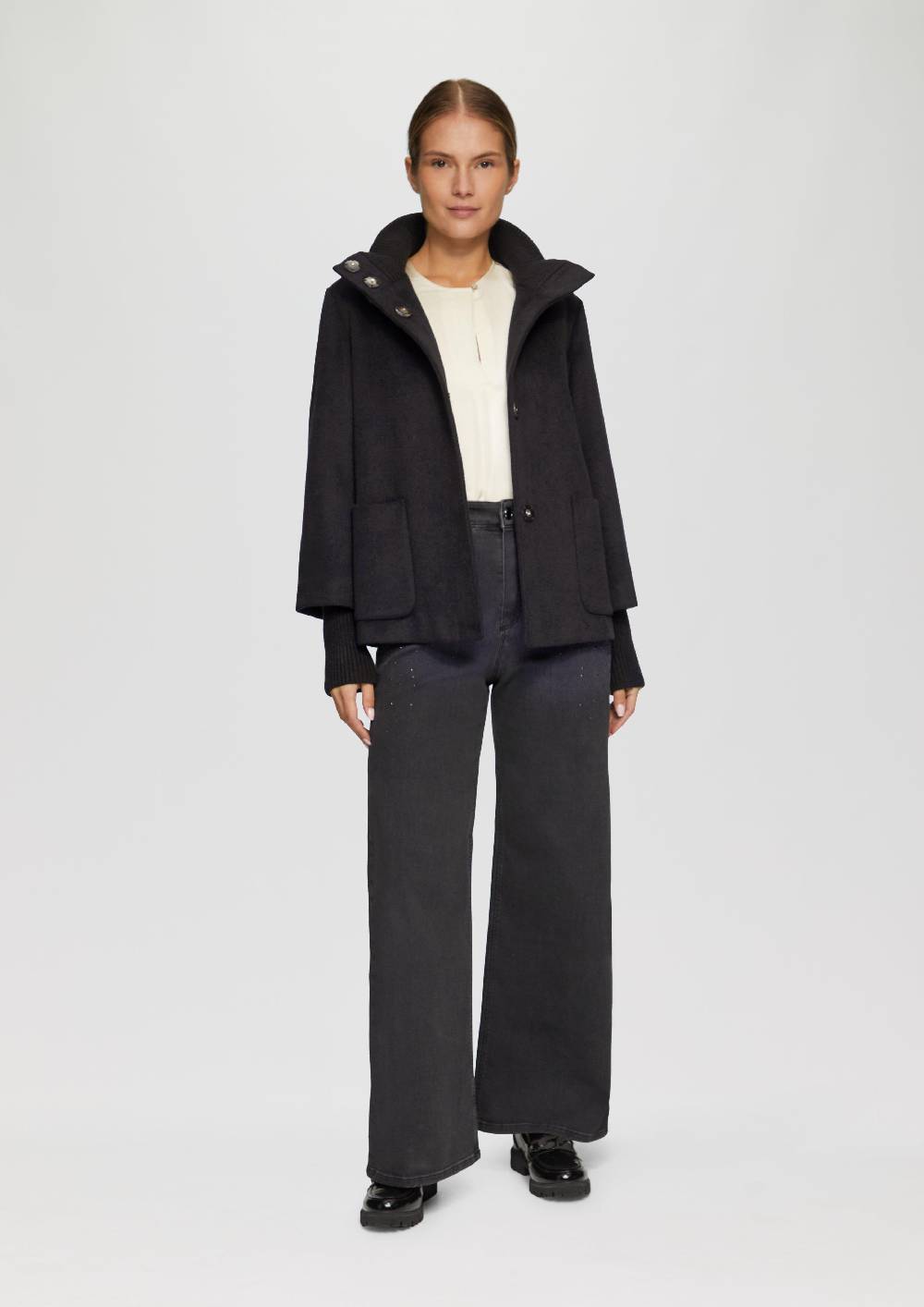 S.Oliver Jacke aus Wollmix mit Rippbündchen Online Shopping