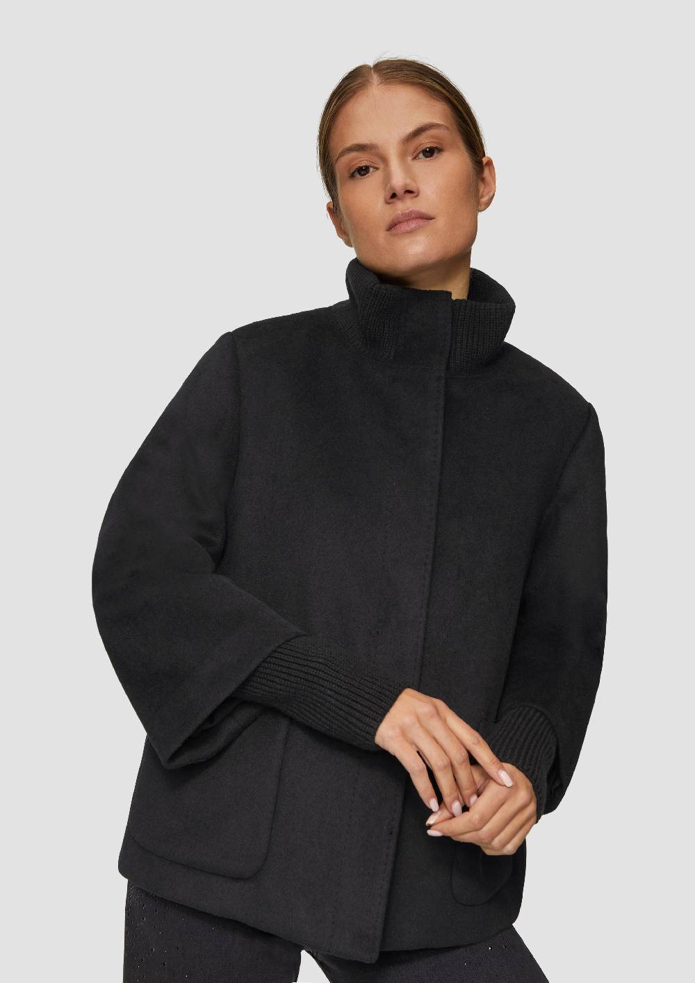 S.Oliver Jacke aus Wollmix mit Rippbündchen Online Shopping
