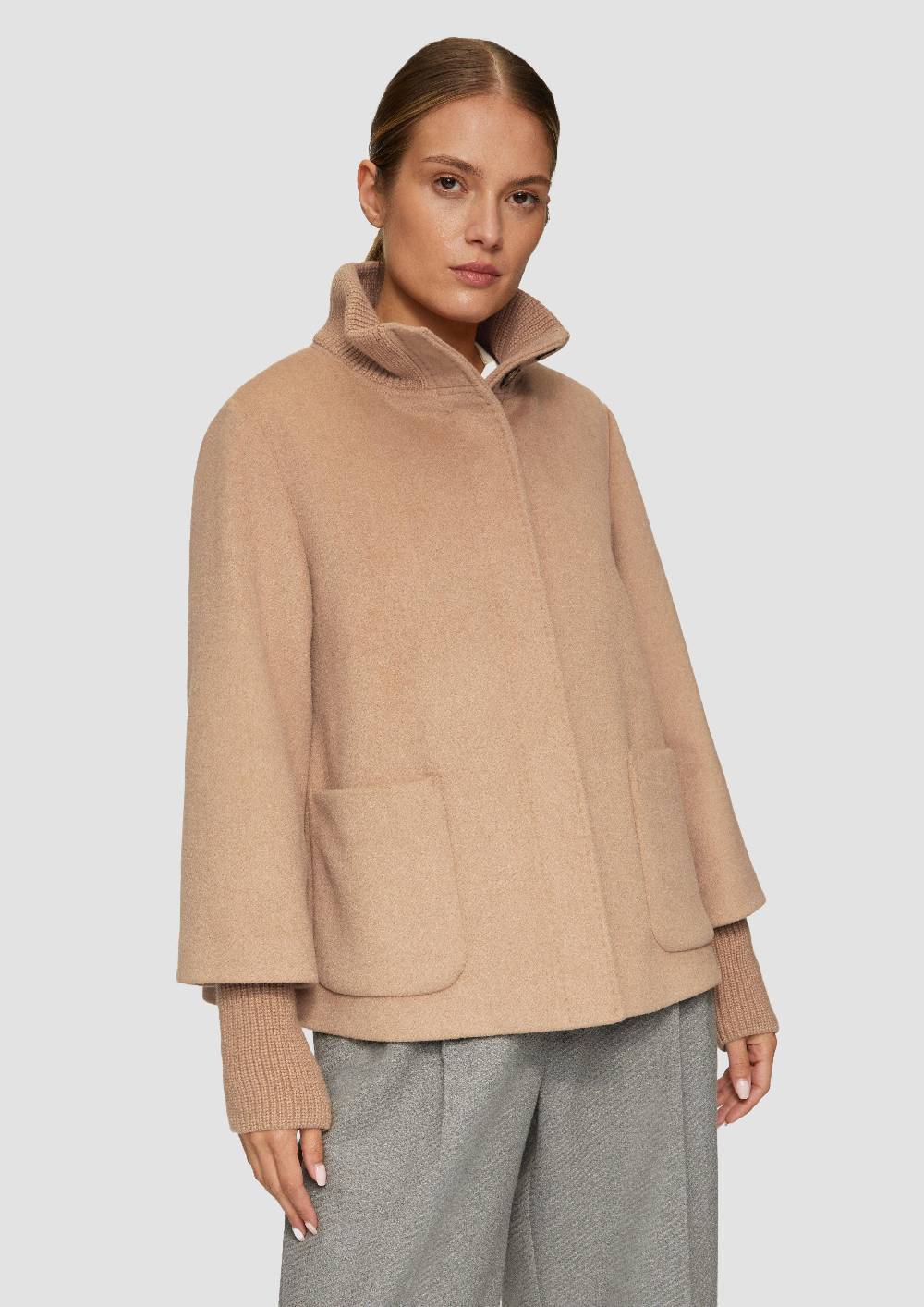 S.Oliver Jacke aus Wollmix mit Rippbündchen Exklusivangebot