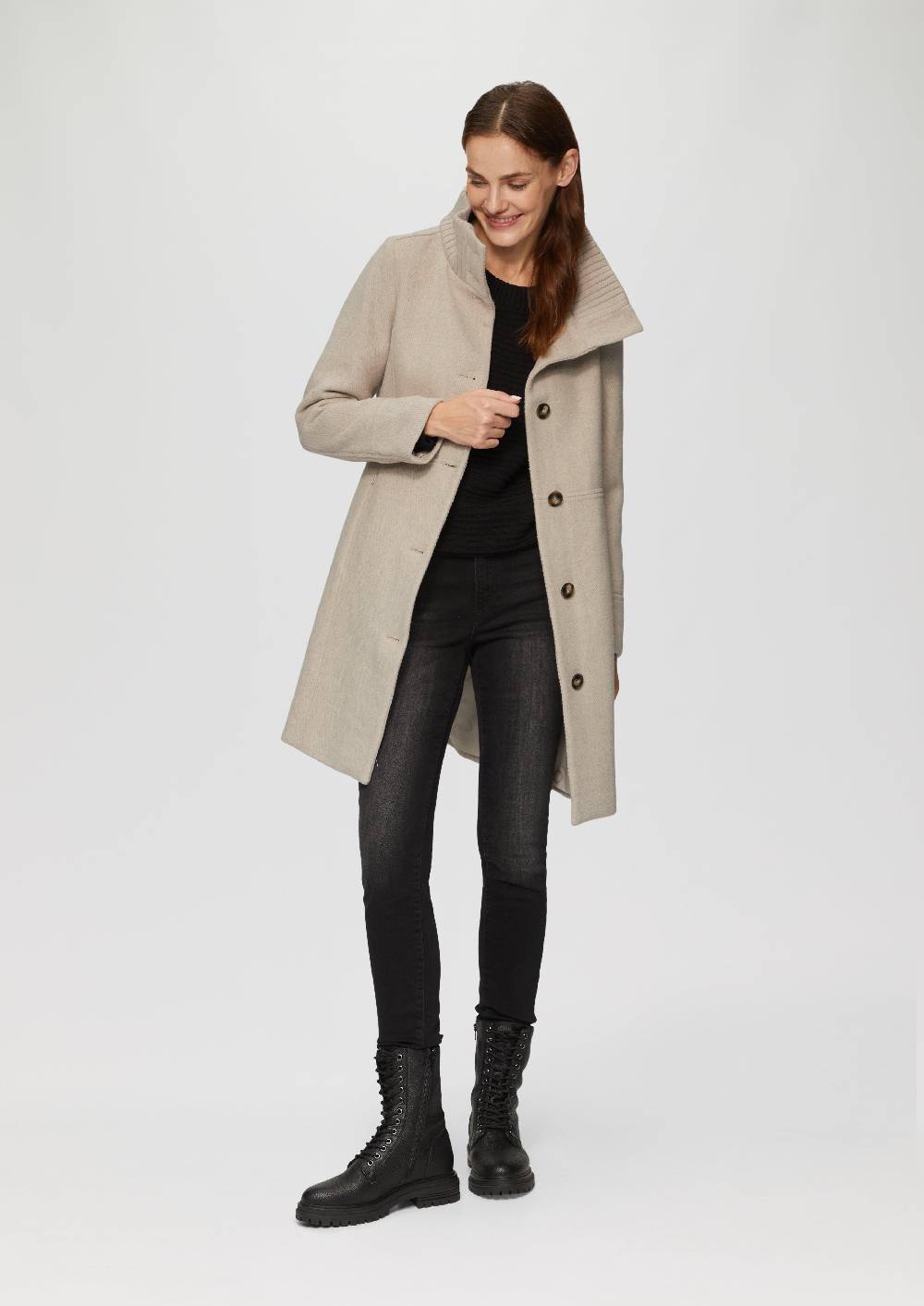 S.Oliver Twillmantel mit Strick-Stehkragen und Eingrifftaschen Cyber Monday
