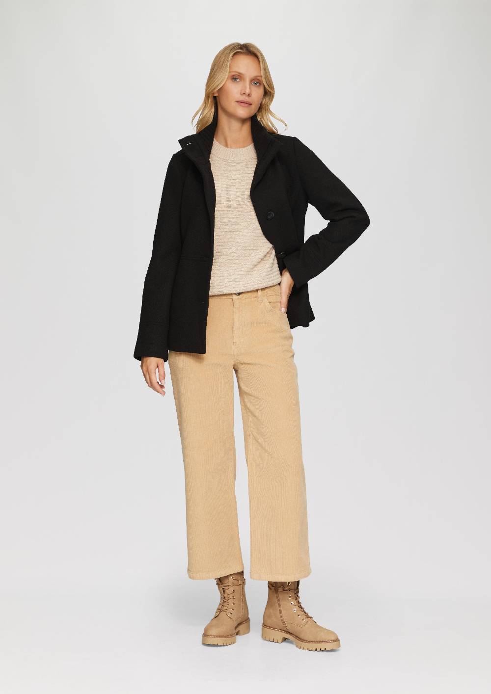 S.Oliver Twilljacke mit Strick-Stehkragen und Eingrifftaschen Weihnachtsangebot