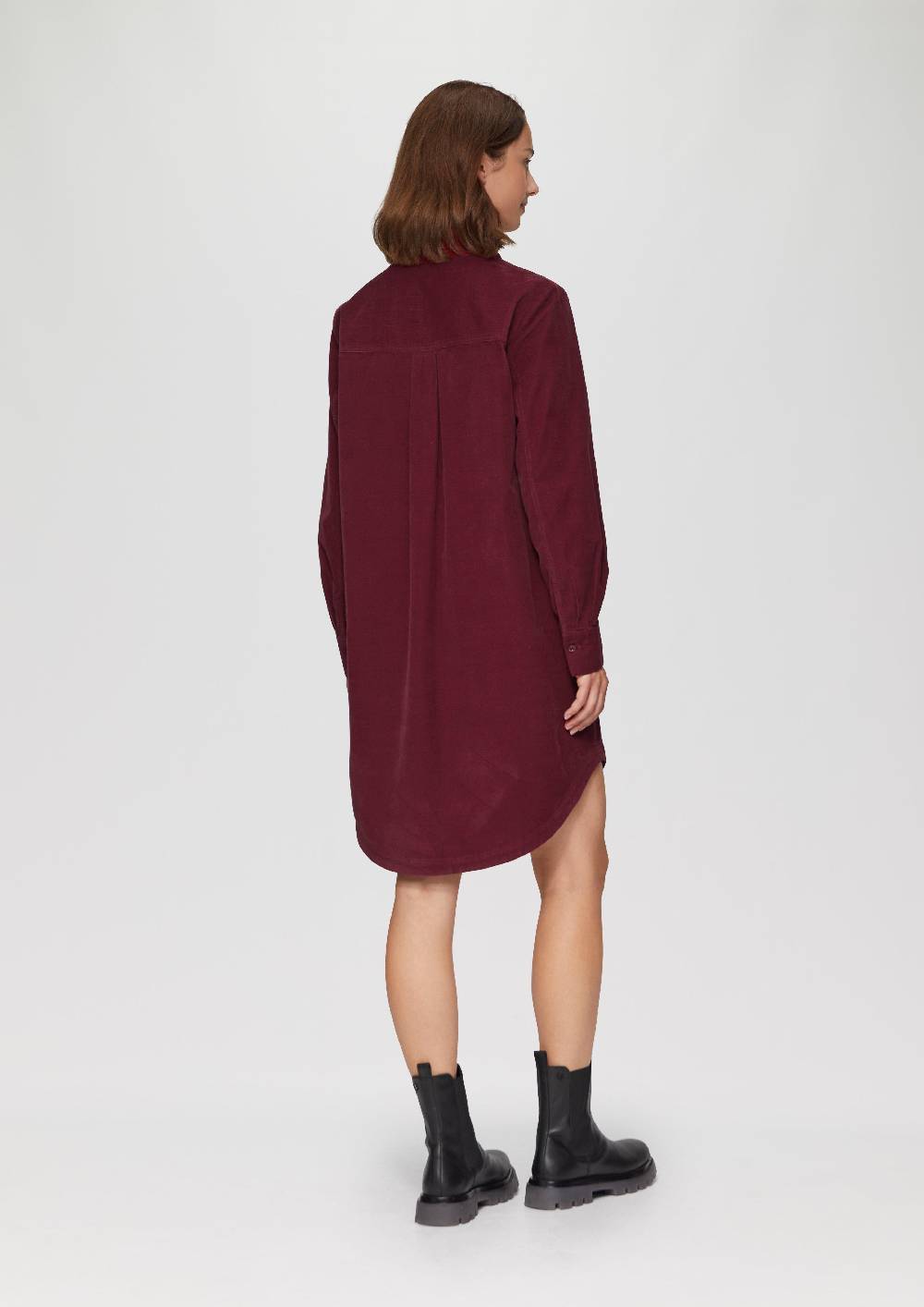 S.Oliver Hemdblusenkleid aus Feincord mit seitlichen Eingrifftaschen Top Angebot