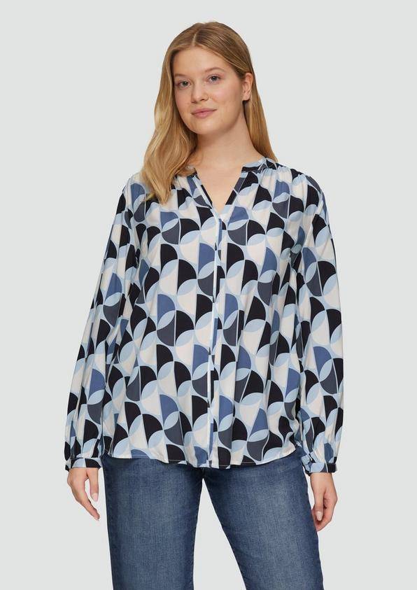 S.Oliver Viskose-Bluse mit Raffdetails und All-over-Print Riesige Ersparnisse