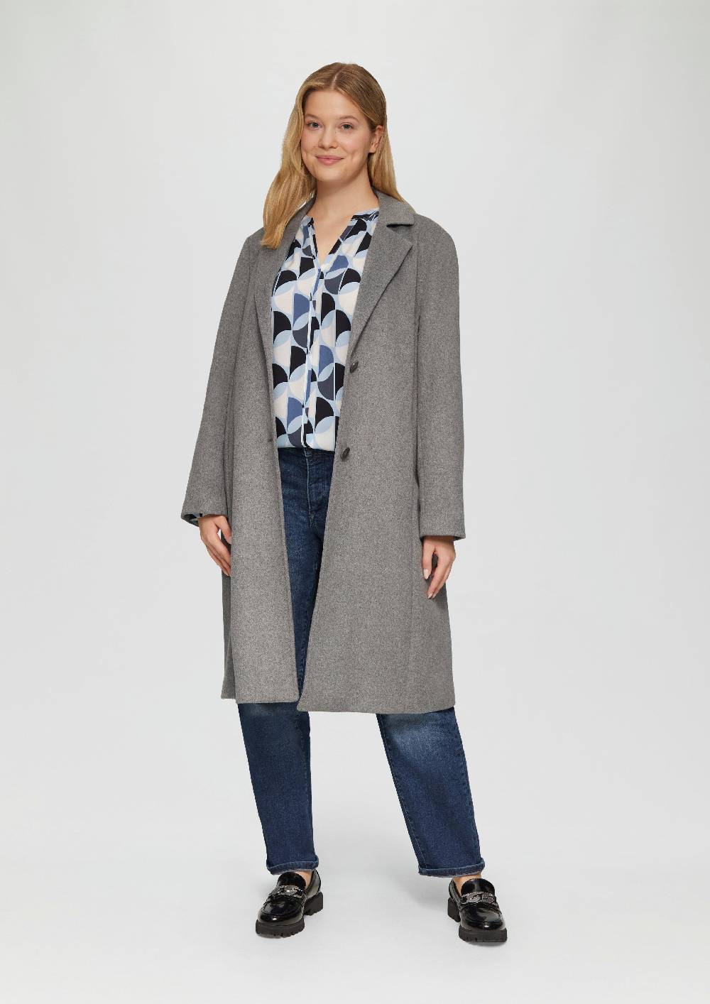 S.Oliver Viskose-Bluse mit Raffdetails und All-over-Print Riesige Ersparnisse