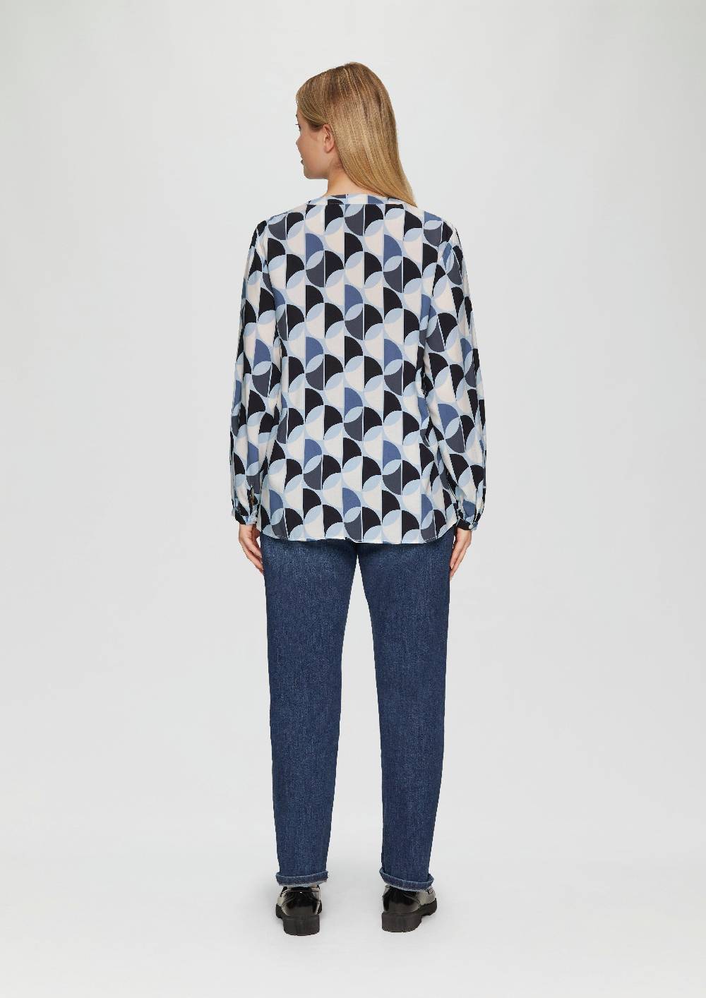 S.Oliver Viskose-Bluse mit Raffdetails und All-over-Print Riesige Ersparnisse