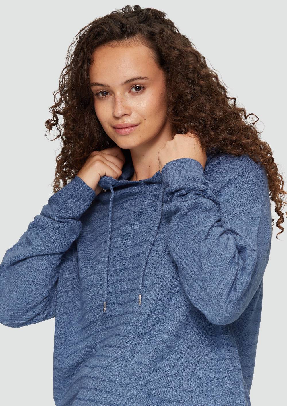 S.Oliver Strukturierter Strickpullover mit Kapuze Blitzverkäufe