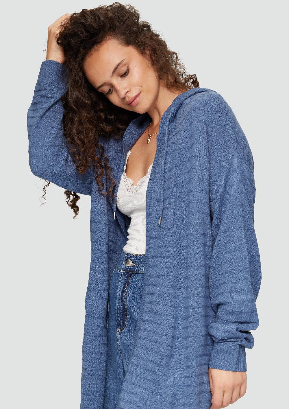 S.Oliver Strickjacke mit Kapuze und Streifenstruktur Kostenloser Versand