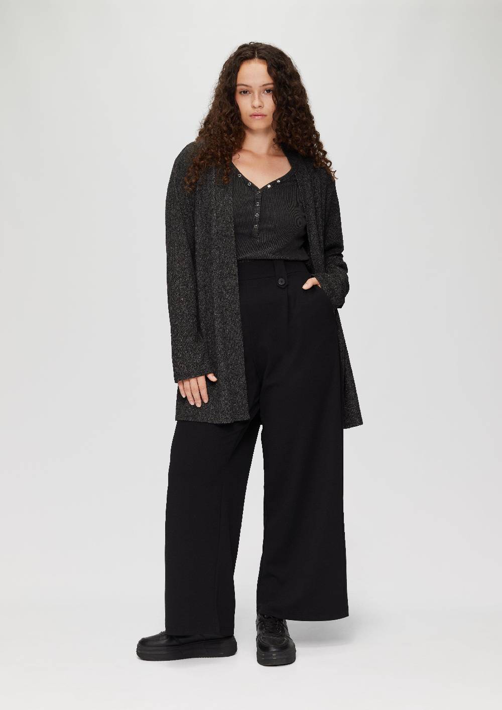S.Oliver Gerippter Long-Cardigan in melierter Optik Flash Sale
