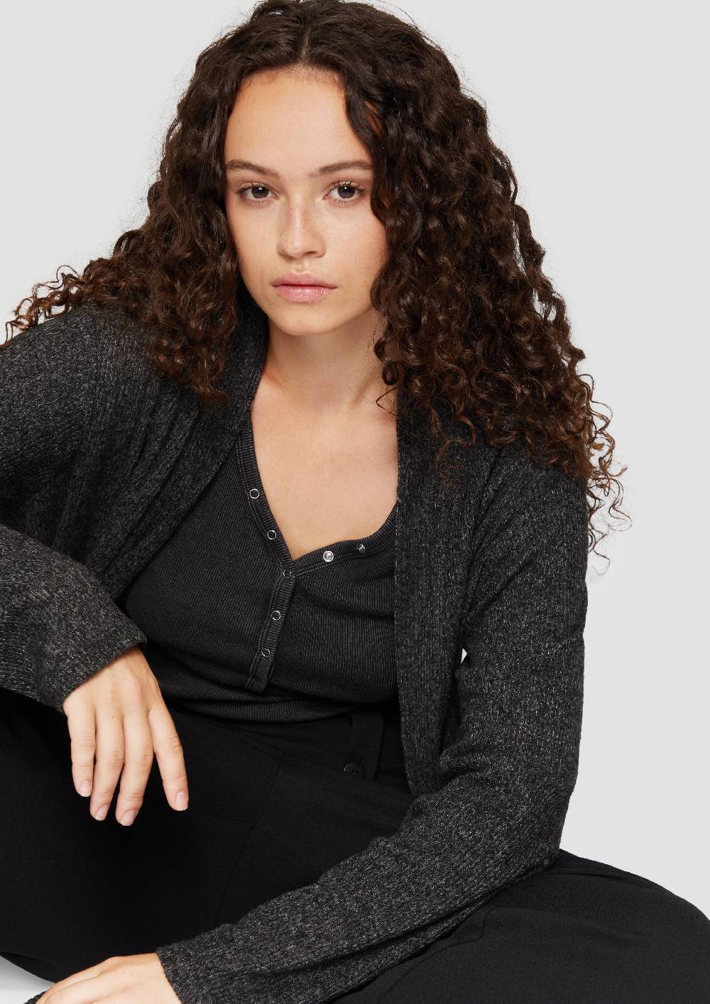 S.Oliver Gerippter Long-Cardigan in melierter Optik Flash Sale