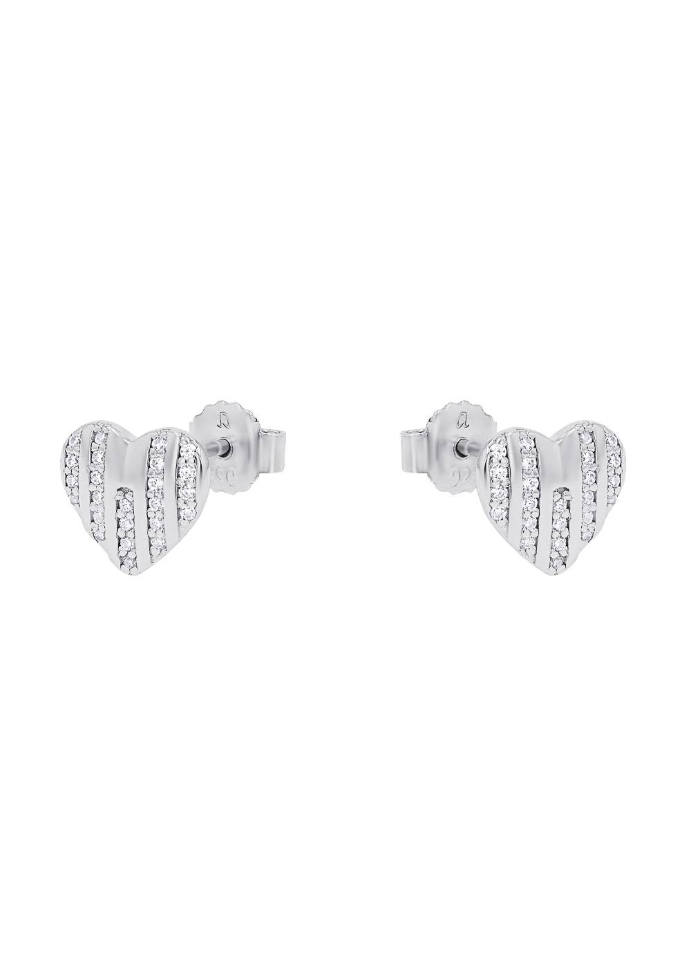S.Oliver Silber-Ohrstecker mit Zirkonia-Steinen in Herzform Valentinstagsangebot