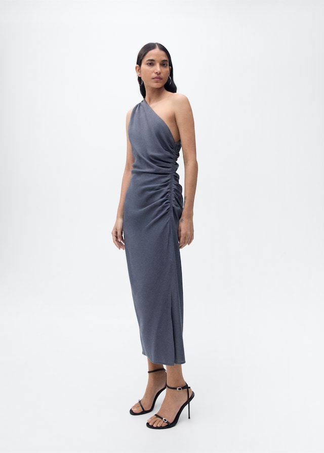 Mango Asymmetrisches Kleid mit gerafften Details Muttertagsangebot
