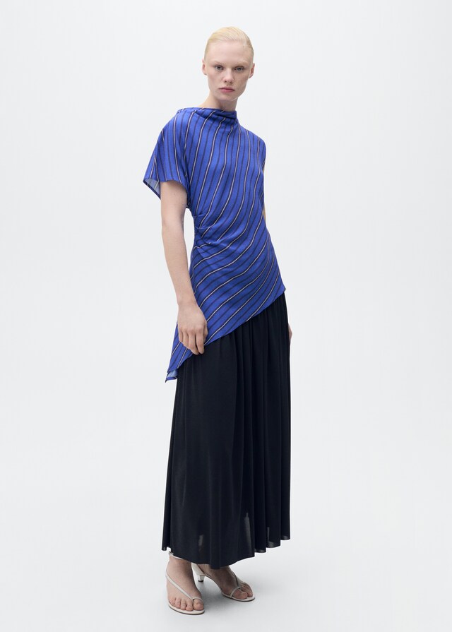 Mango Asymmetrische Bluse mit Streifenmuster Neueste Mode