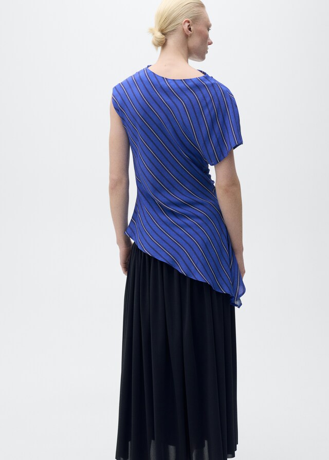Mango Asymmetrische Bluse mit Streifenmuster Neueste Mode