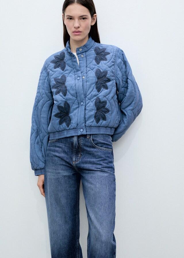 Mango Steppjacke mit Blumenstickerei Blitzangebot
