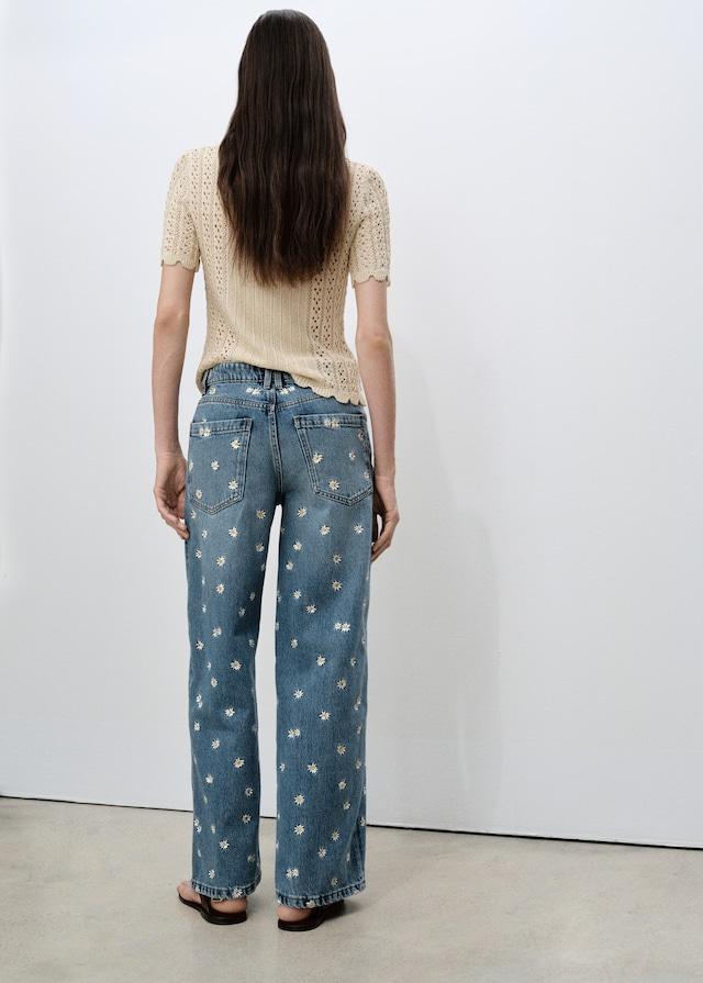Mango Jeans wideleg mit Blumenstickerei Riesige Ersparnisse