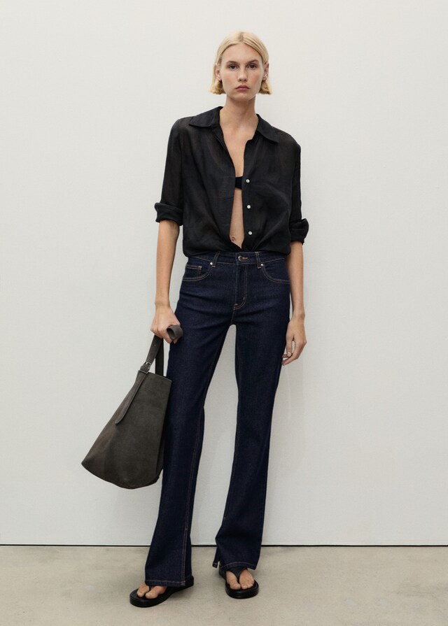 Mango Flared-Rinse-Wash-Jeans mit Schlitzen VIP-Rabatte