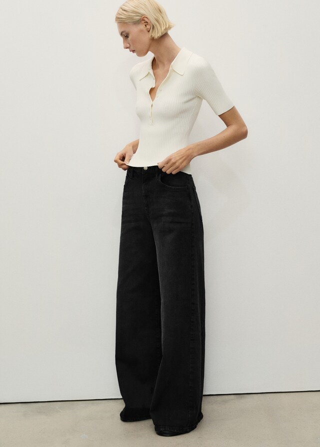 Mango Wideleg-Jeans mit hohem Bund Kostenlose Rückgabe