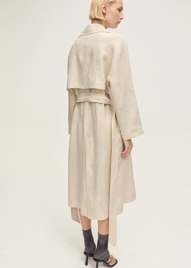 Mango Leinen-Trenchcoat mit markantem Reverskragen Letzte 3 Tage