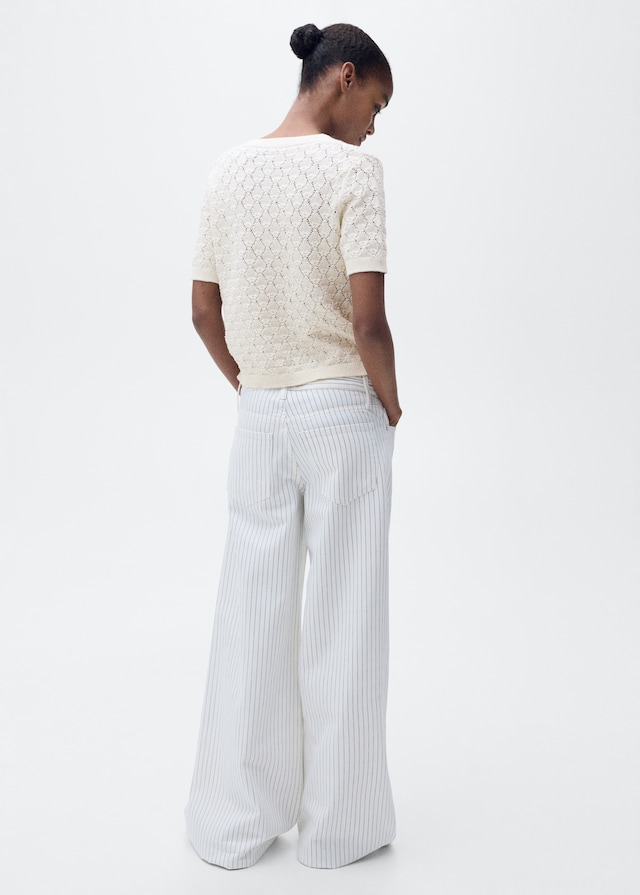 Mango Kurzärmliger Cardigan mit Lochmuster Vierteljährliche Förderung