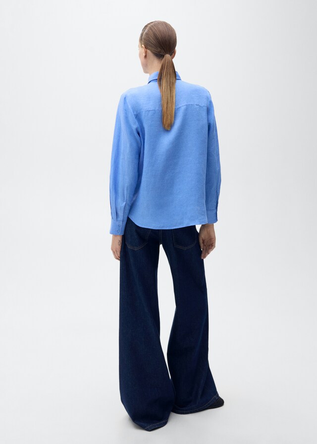 Mango Leinen-Hemdbluse mit Tasche Riesige Rabatte