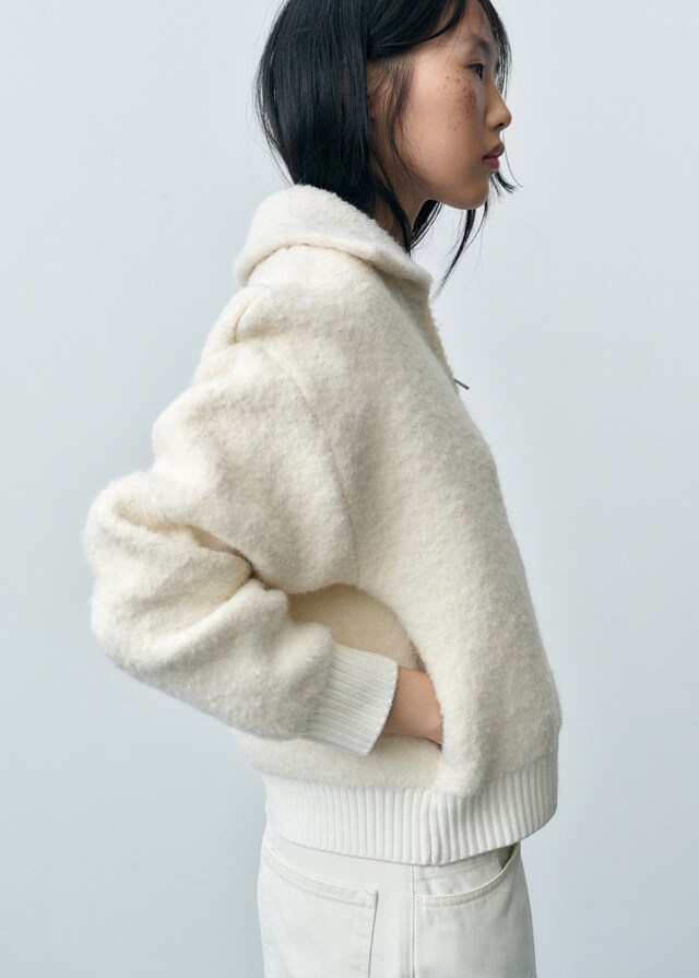 Mango Bouclé-Jacke aus Wollgemisch Outlet