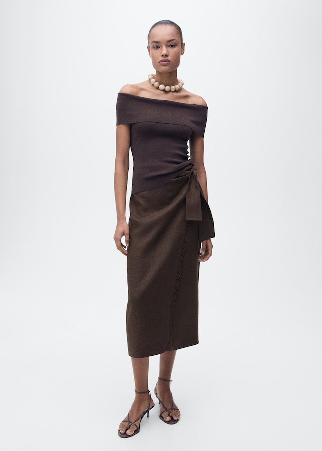 Mango Sarong-Rock aus Leinen im Angebot