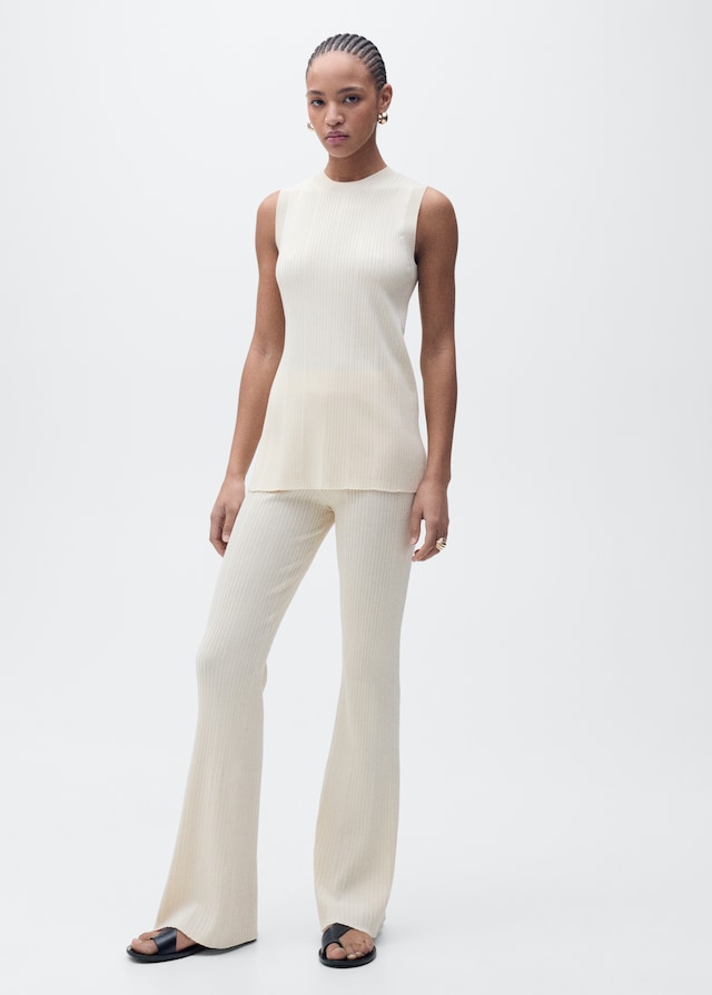 Mango Geripptes Top mit Schlitzen Kostenloser Versand