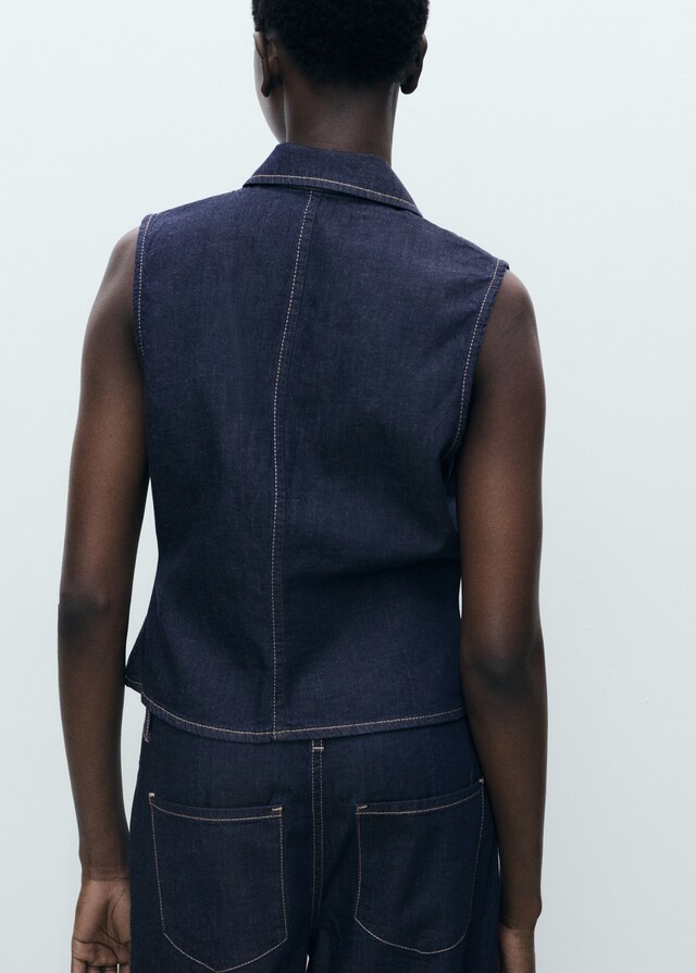Mango Tailliertes Denim-Top Günstig kaufen