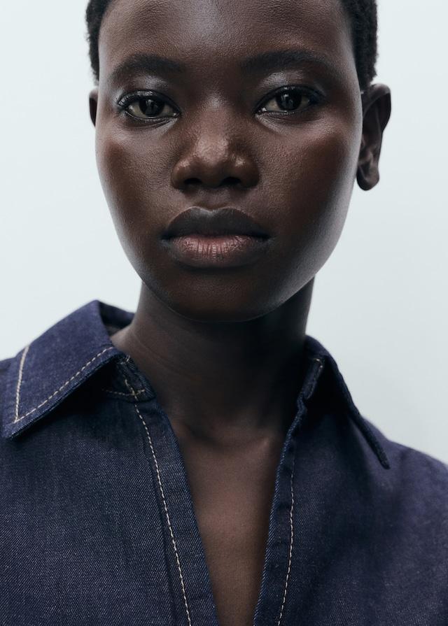 Mango Tailliertes Denim-Top Günstig kaufen