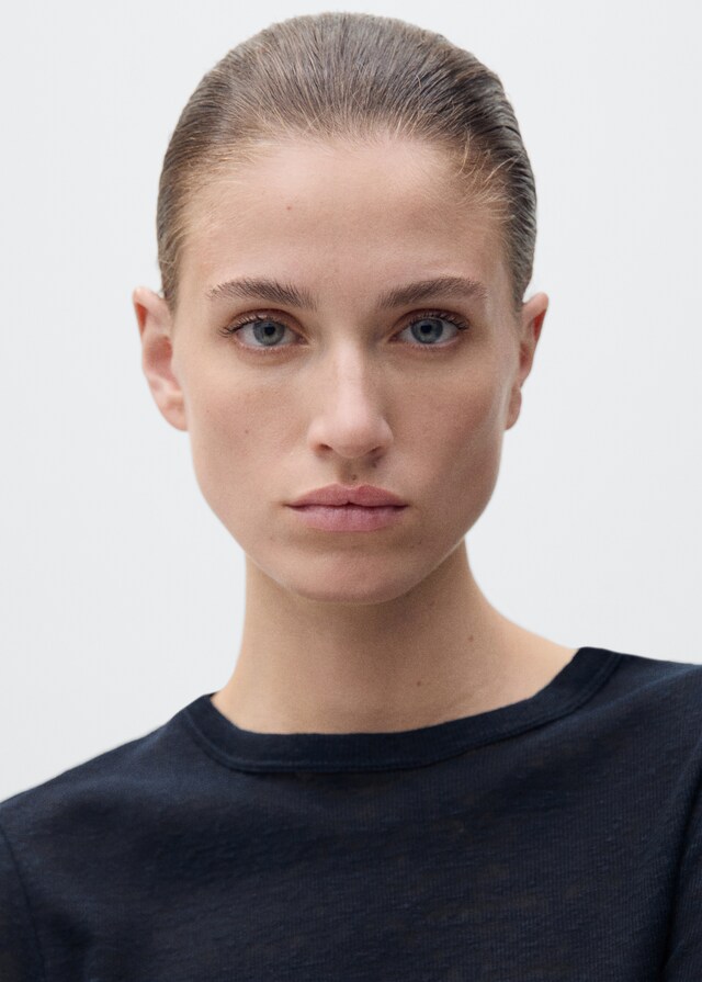 Mango Tailliertes Leinen-T-Shirt Preisnachlass