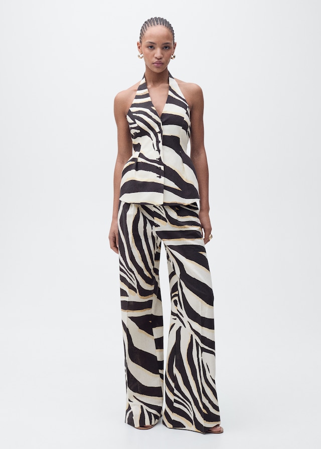 Mango Weste aus Leinengemisch mit Zebra-Motiv Muttertagsangebot