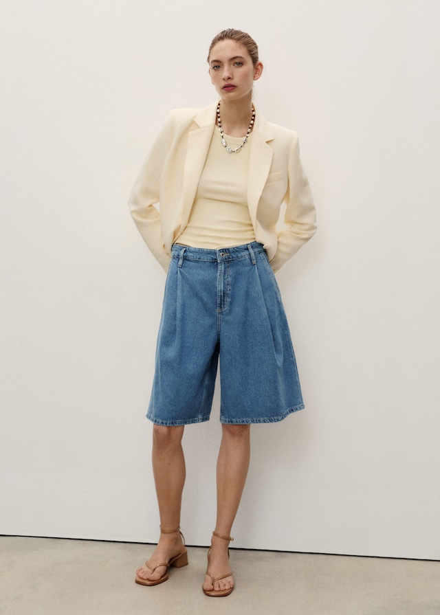 Mango Wideleg-Bermudashorts mit Bundfalten Heißer Verkauf