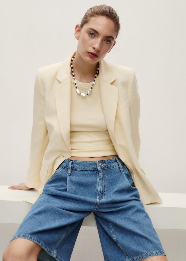 Mango Wideleg-Bermudashorts mit Bundfalten Heißer Verkauf