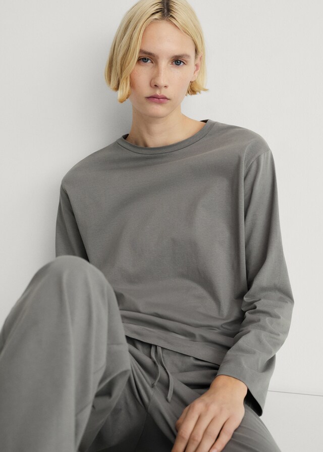 Mango Pyjama zwei Teile Baumwolle schlichtes Design Wochenangebot
