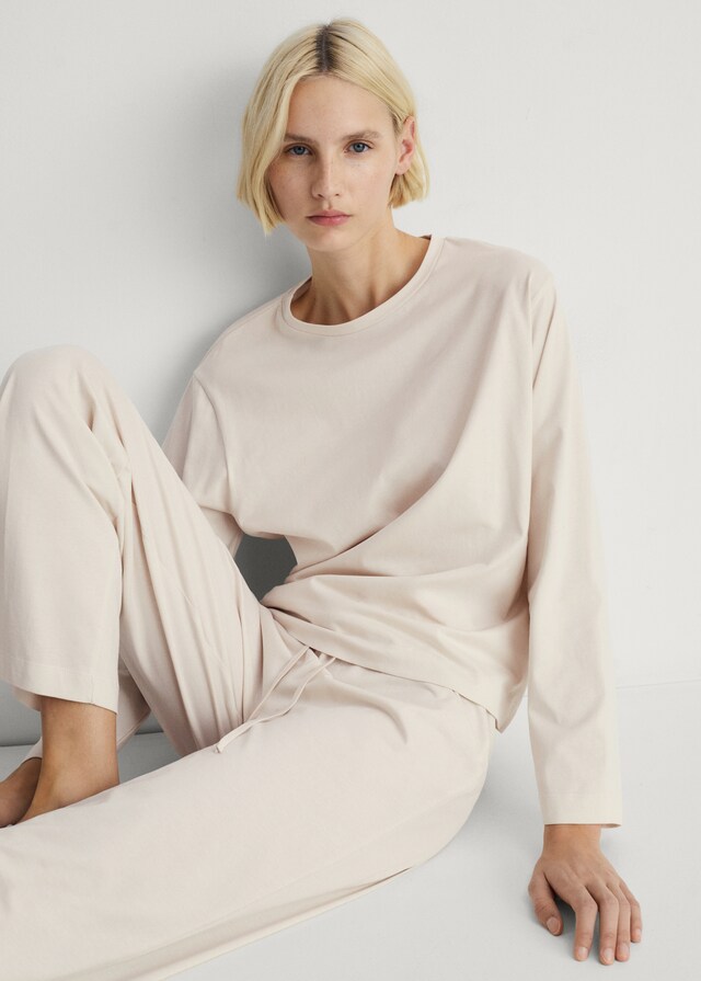 Mango Pyjama zwei Teile Baumwolle schlichtes Design Kostenlose Rückgabe