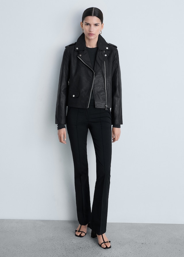 Mango Bikerjacke aus Leder Begrenzte Freigabe