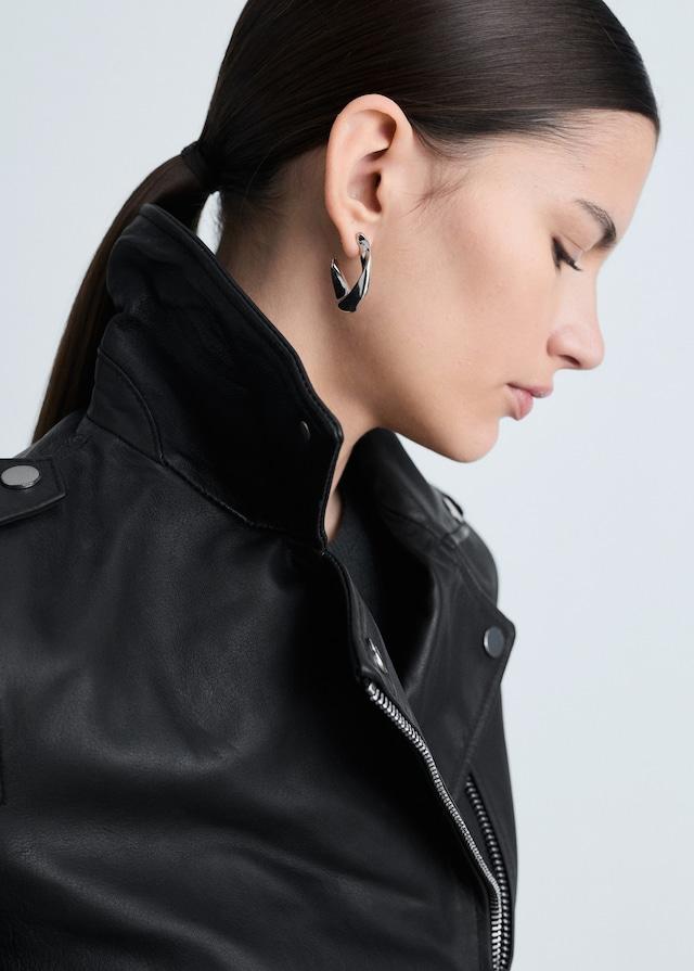 Mango Bikerjacke aus Leder Begrenzte Freigabe