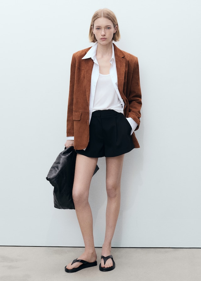Mango Gerader Wildleder-Blazer Neueste Stile