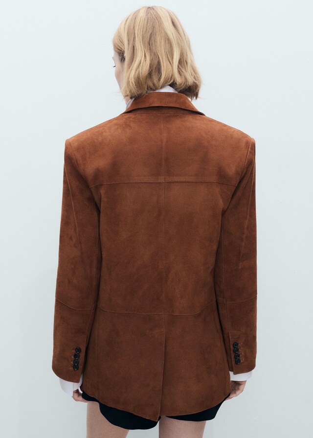 Mango Gerader Wildleder-Blazer Neueste Stile