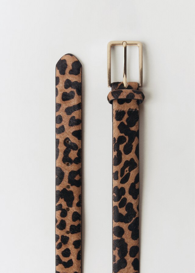 Mango Ledergürtel mit Leopardenfelleffekt im Angebot