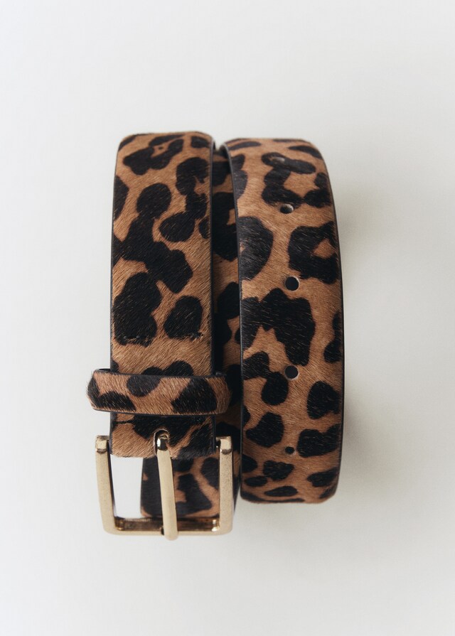 Mango Ledergürtel mit Leopardenfelleffekt im Angebot