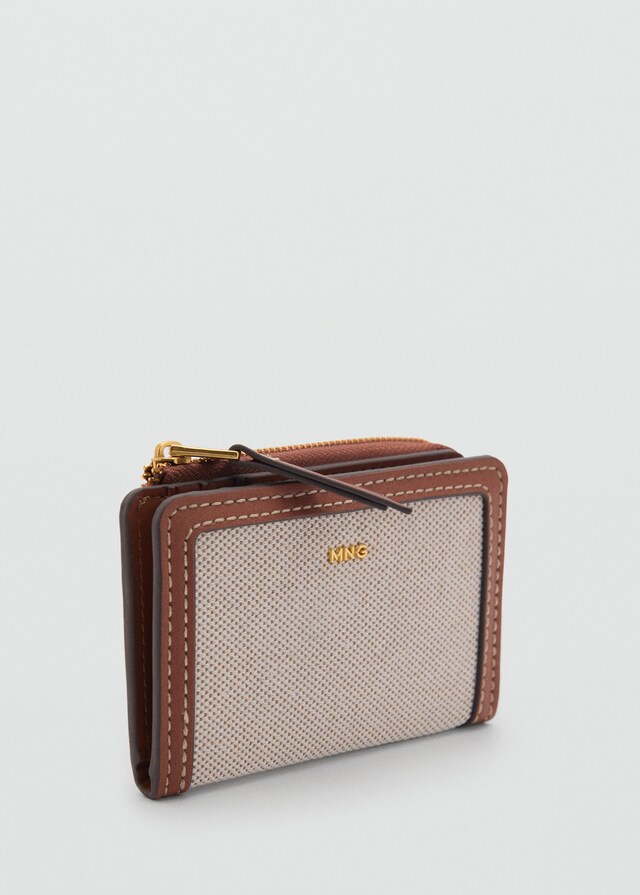 Mango Brieftasche mit Klappe aus kontrastierendem Canvas Schlussverkauf