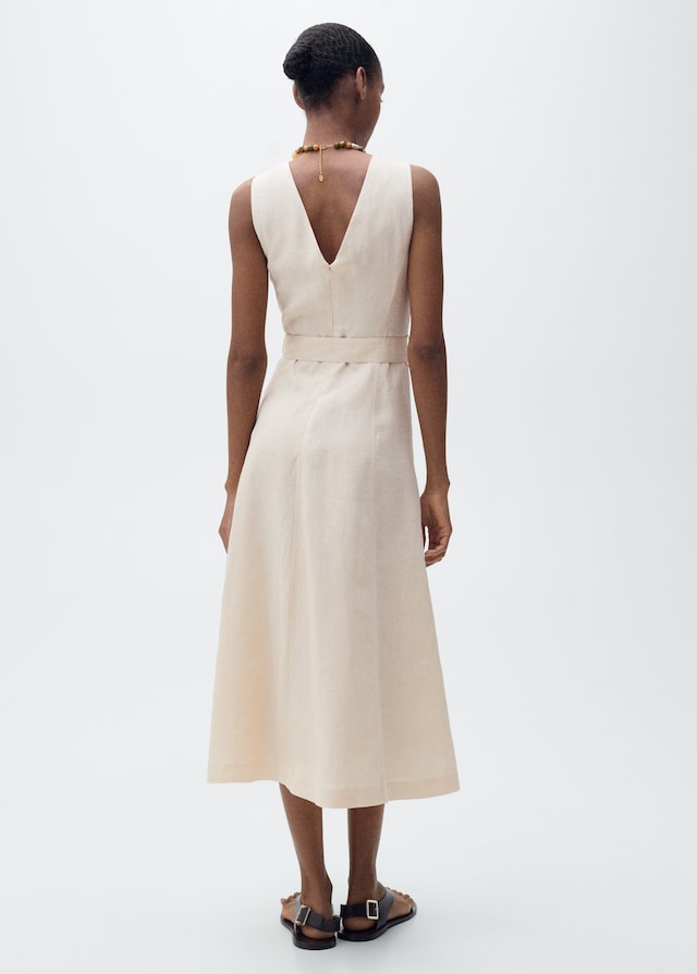 Mango Leinenkleid mit Gürtel Tiefpreis