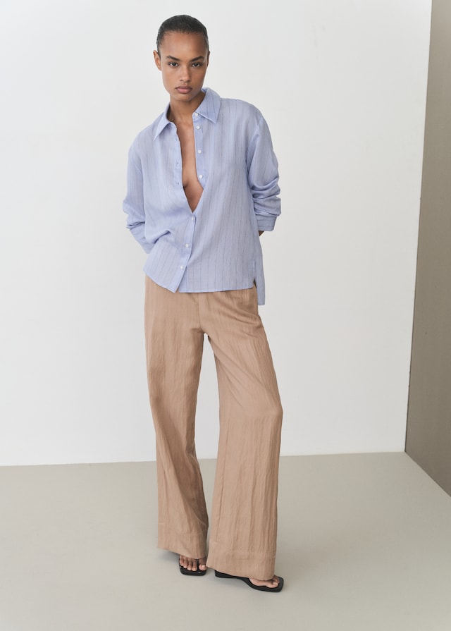Mango Gerade Lyocell-Hose mit Struktur Kostenloser Versand international