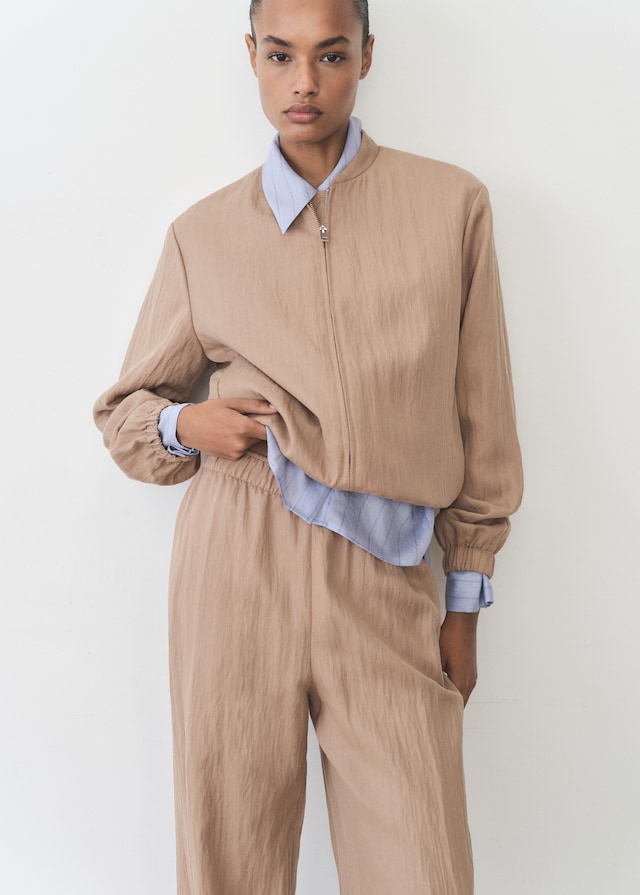 Mango Gerade Lyocell-Hose mit Struktur Kostenloser Versand international