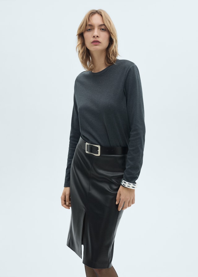 Mango Bleistiftrock mit Leder-Effekt im Angebot