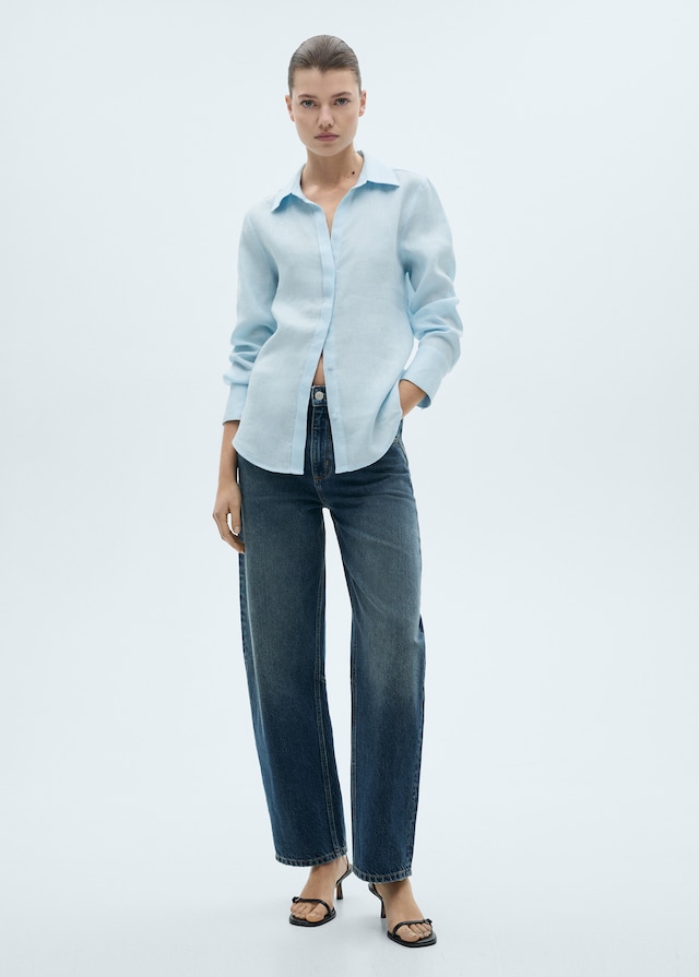 Mango Regular Fit-Leinenhemd Fabrik Onlineshop